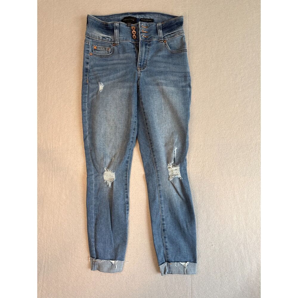 Kendall & Kylie Women's Jeans 3/26 The Ultra Babe Skinny Distressed Cuffed